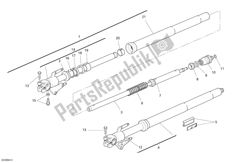 Tutte le parti per il Forcella Anteriore del Ducati Multistrada 1100 USA 2008